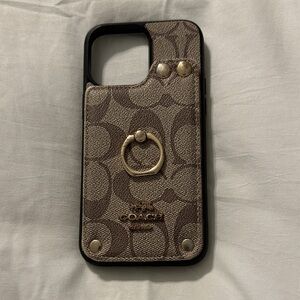 Coach Tan and Gold Phone Case